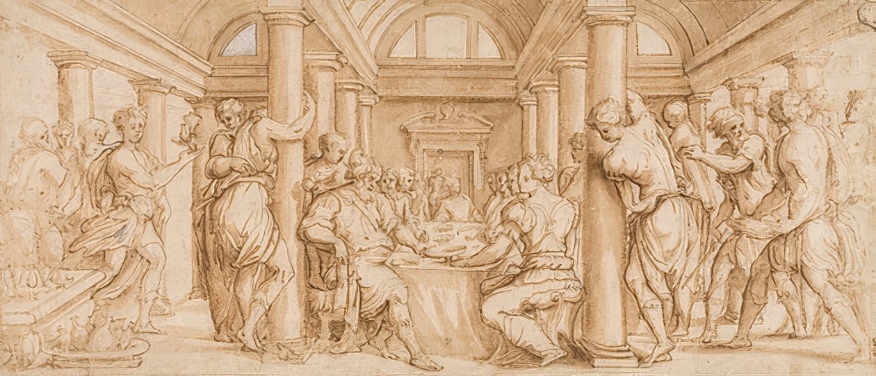 Bryllupsfesten til Ester og Ahasverus av Giorgio Vasari