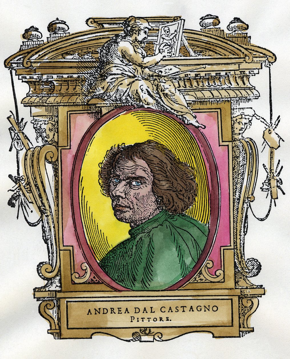 Portrett av maleren Andrea Del Castagno (ca. 1410 - 1457). Samling av biografier om malere og skulptører av Giorgio Vasari. av Giorgio Vasari