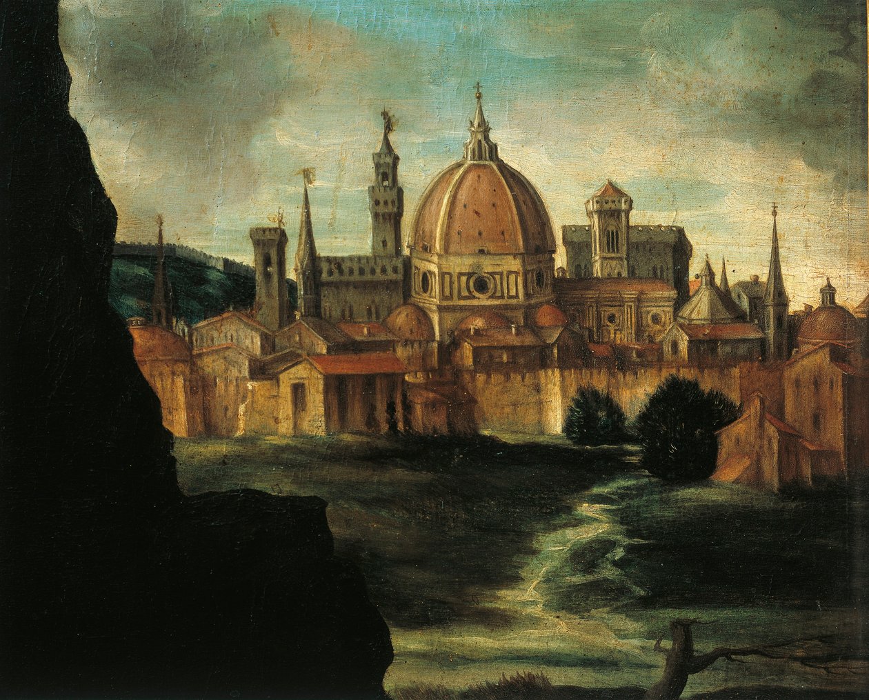 Portrett av hertug Alexander De Medici, Detalj: byen Firenze, av Giorgio Vasari av Giorgio Vasari