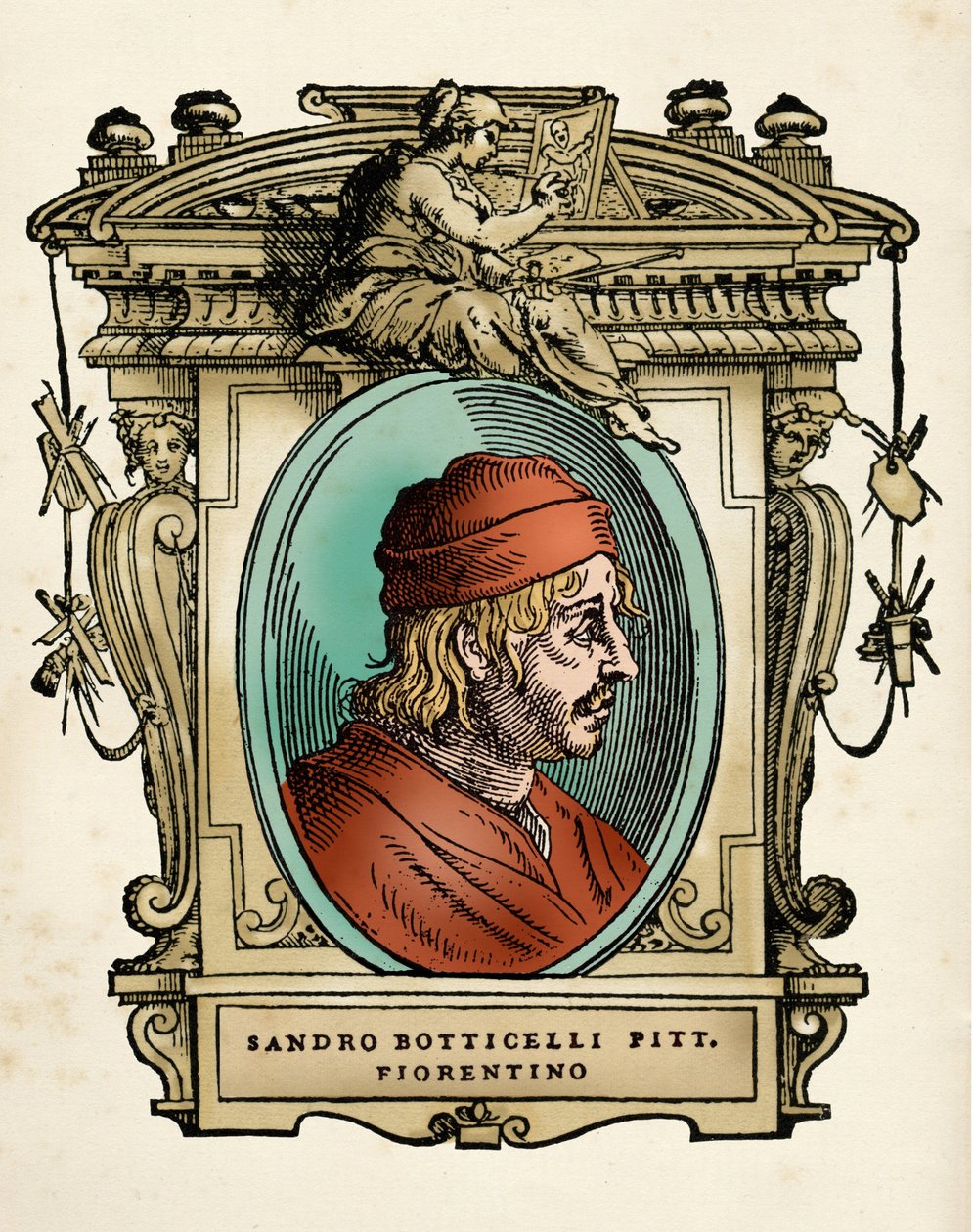 Portrett av maleren Sandro Botticelli (1445-1510) (Alessandro di Mariano di Vanni Filipepi) Gravering fra 