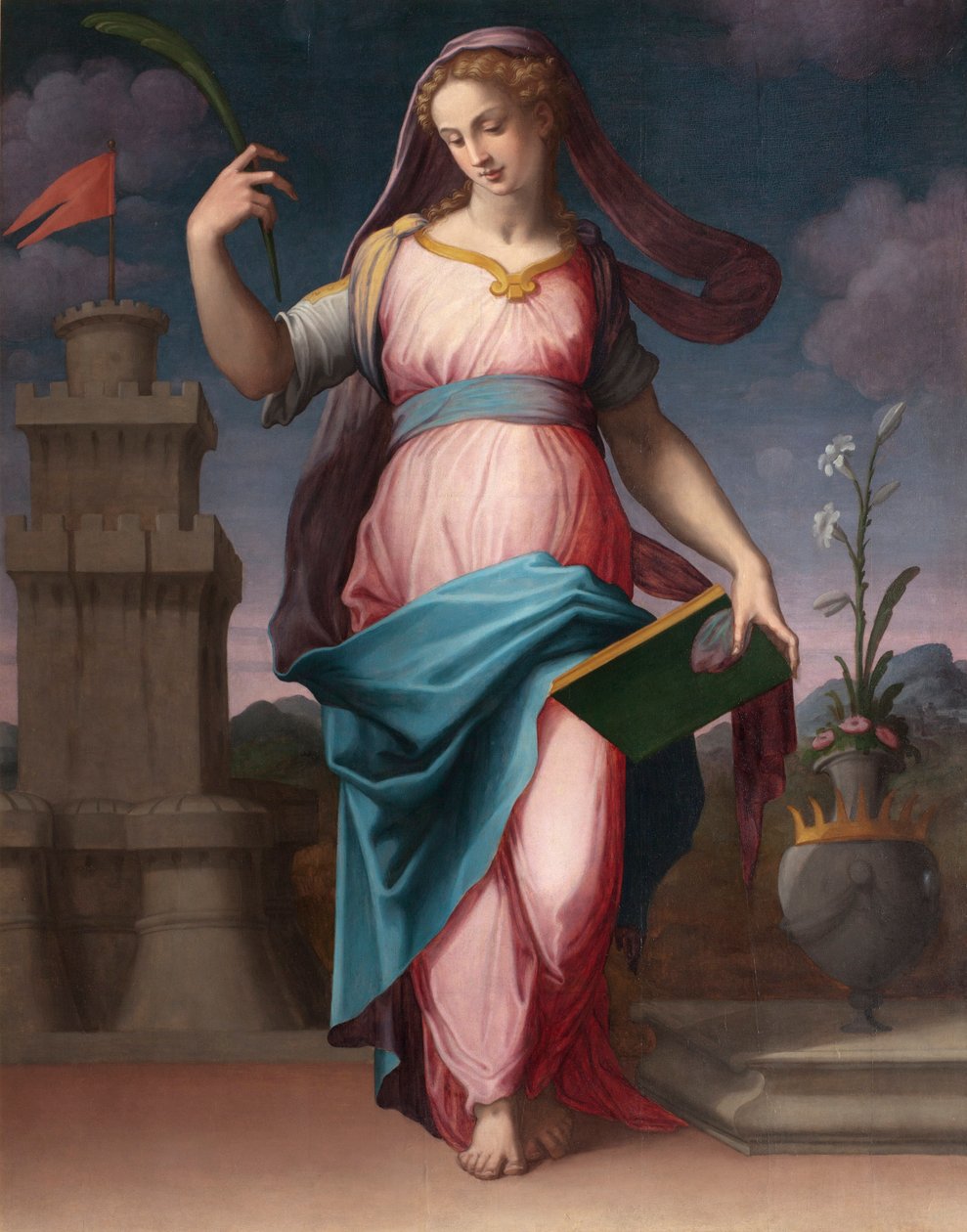 Saint Barbara (St Barbara) - Maleri av Giorgio Vasari (1511-1574), olje på lerret av Giorgio Vasari