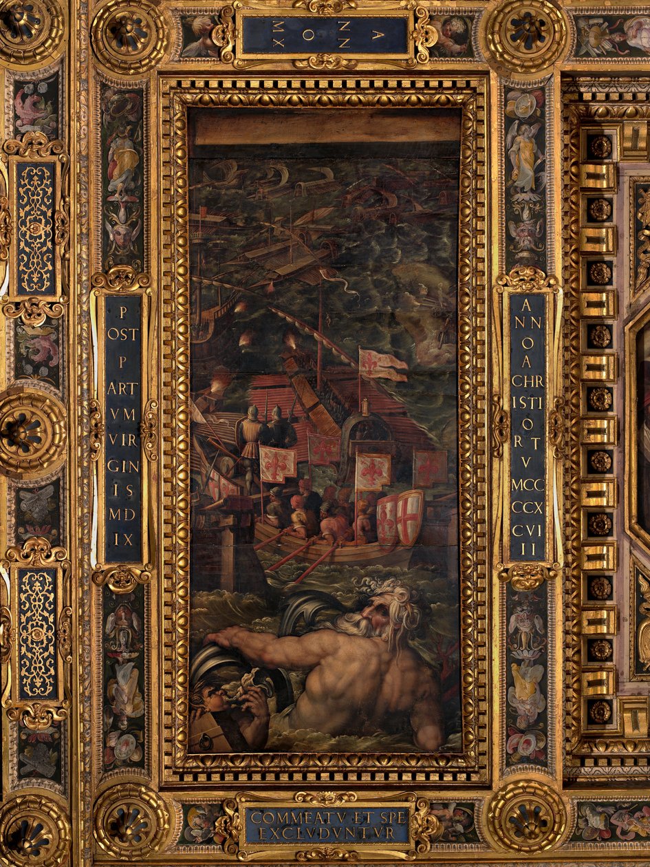 Sjøkamp mellom florentinere og pisanere av Giorgio Vasari