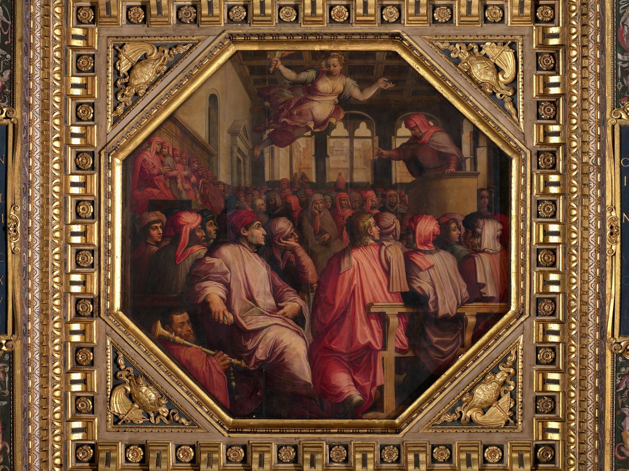 Tale av Antonio Giacomini for krigen mot Pisa i Sala dei Duecento av Giorgio Vasari