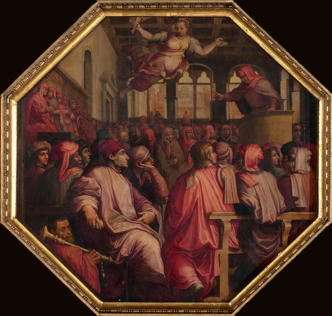 Tale av Antonio Giacomini for krigen mot Pisa i Sala dei Duecento, 1563-1565 av Giorgio Vasari