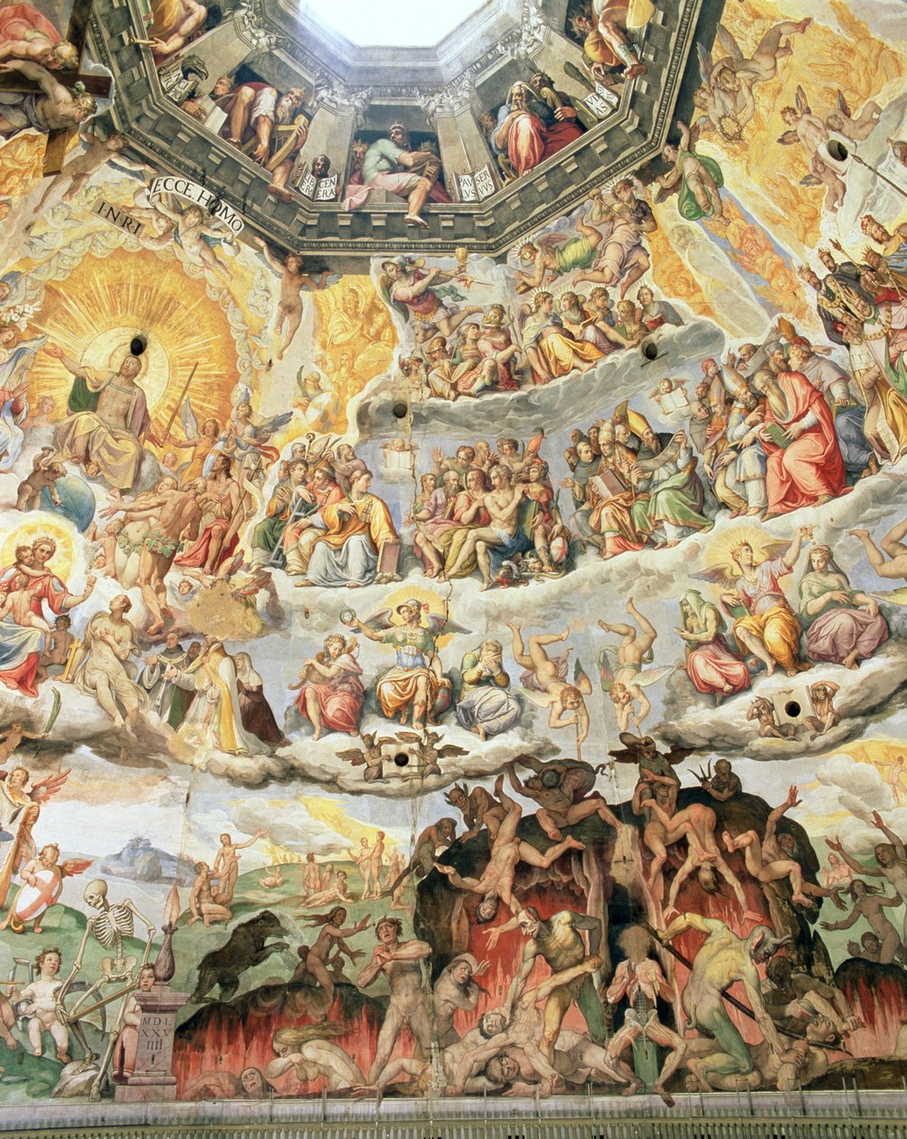 The Last Judgement, detalj fra kuppelen til Duomo, 1572-79 av Giorgio Vasari