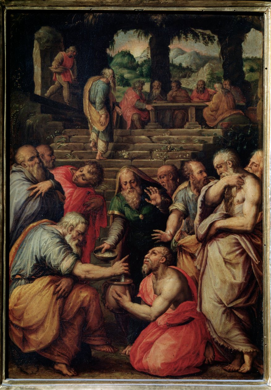 Profeten Elisja - olje på panel, ca. 1566 av Giorgio Vasari