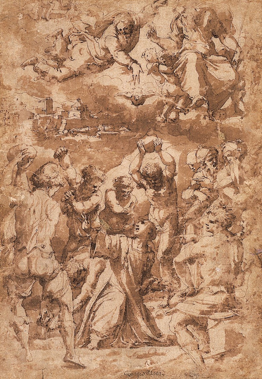 Steiningen av St. Stefan, med treenigheten over av Giorgio Vasari