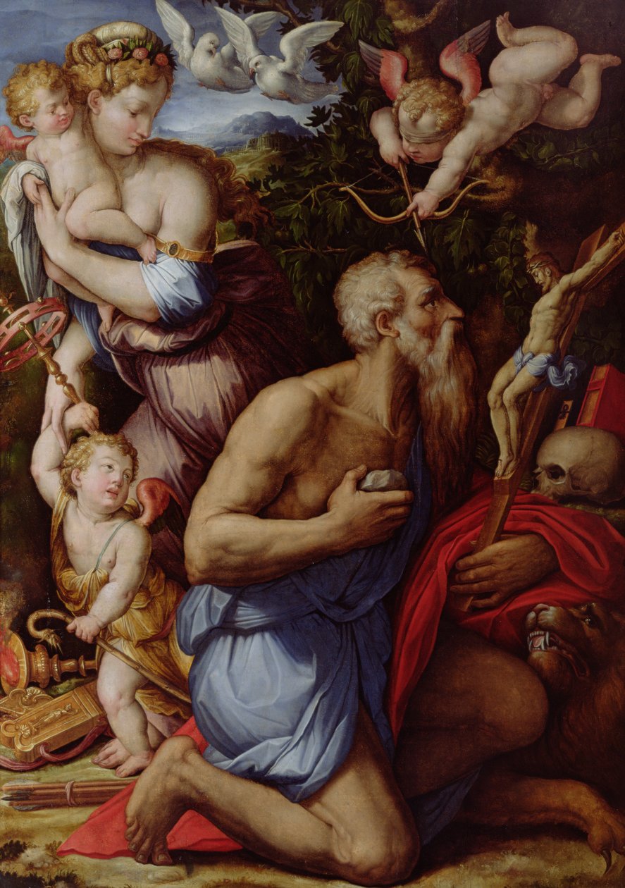 The Temptation of St. Hieronymus (olje på panel) av Giorgio Vasari