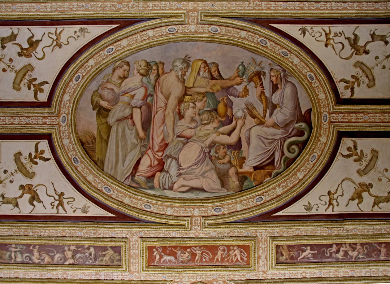 Myten om Ceres, detalj av Altoviti-taket, freskomaleri fra 1553 av Giorgio Vasari