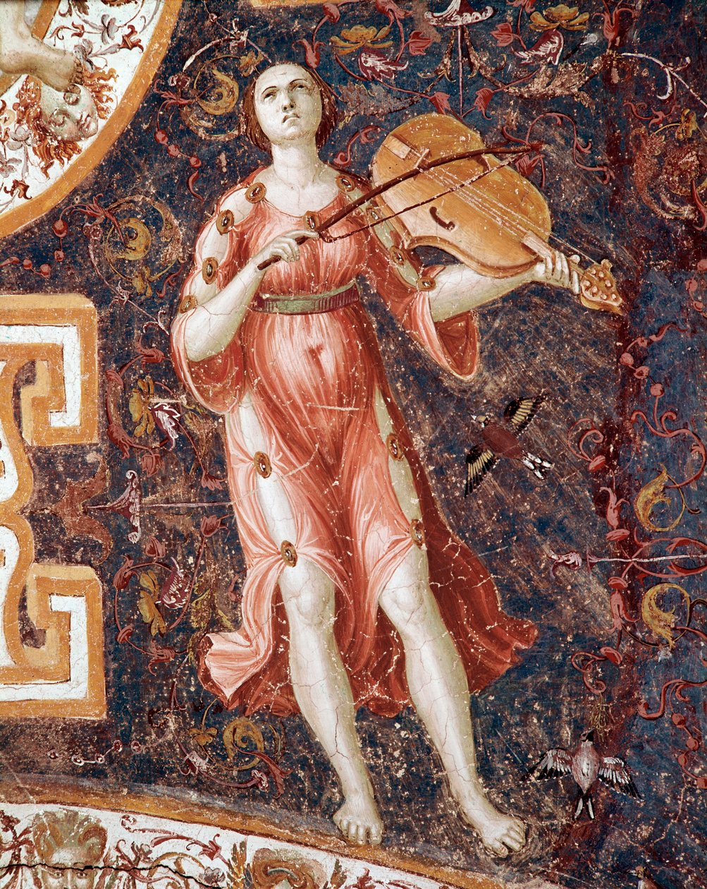 Ung kvinne som spiller fiolin (Fresco av Giorgio Vasari