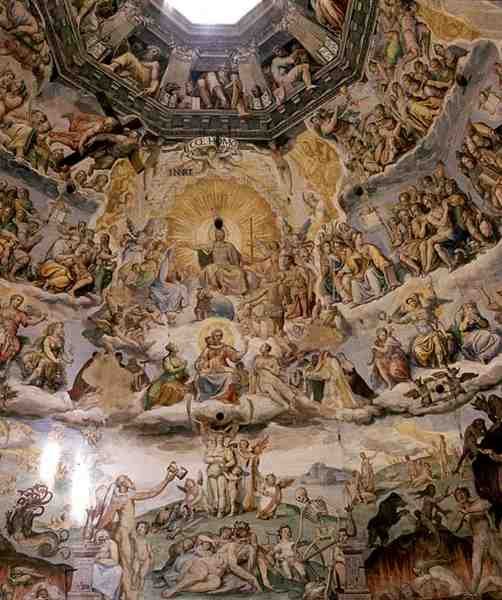 The Last Judgement, detalj fra kuppelen til Duomo av Giorgio and Zuccari Federico  Vasari