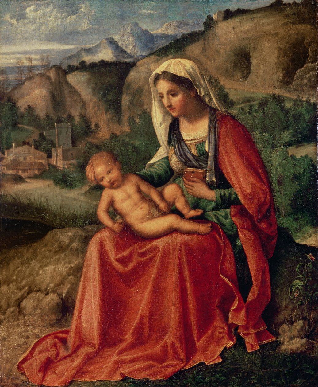 Jomfru og barn i et landskap, ca. 1503 av Giorgione da Castelfranco
