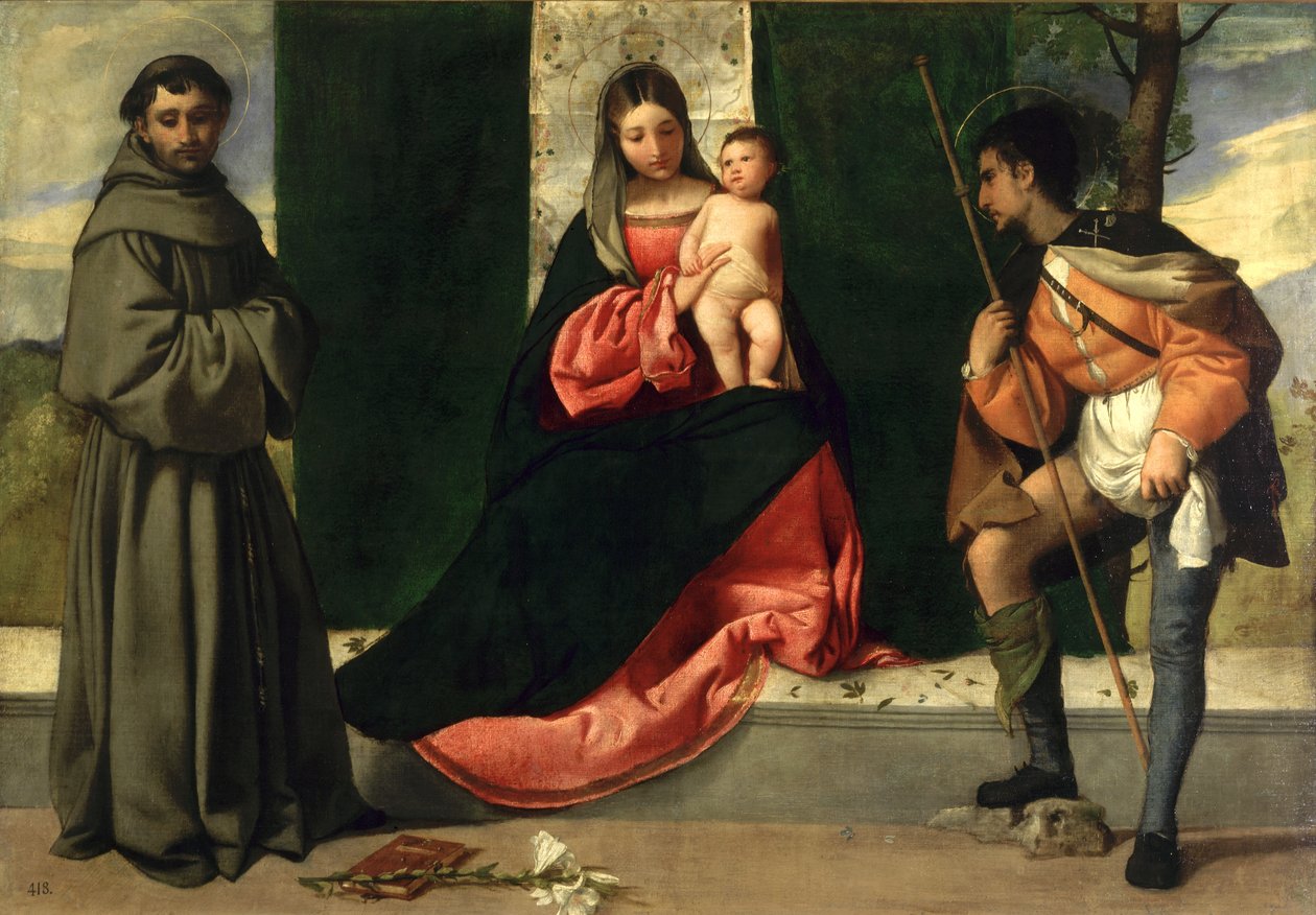 Jomfru og barn med St. Antonius av Padua og St. Rocco av Giorgione da Castelfranco