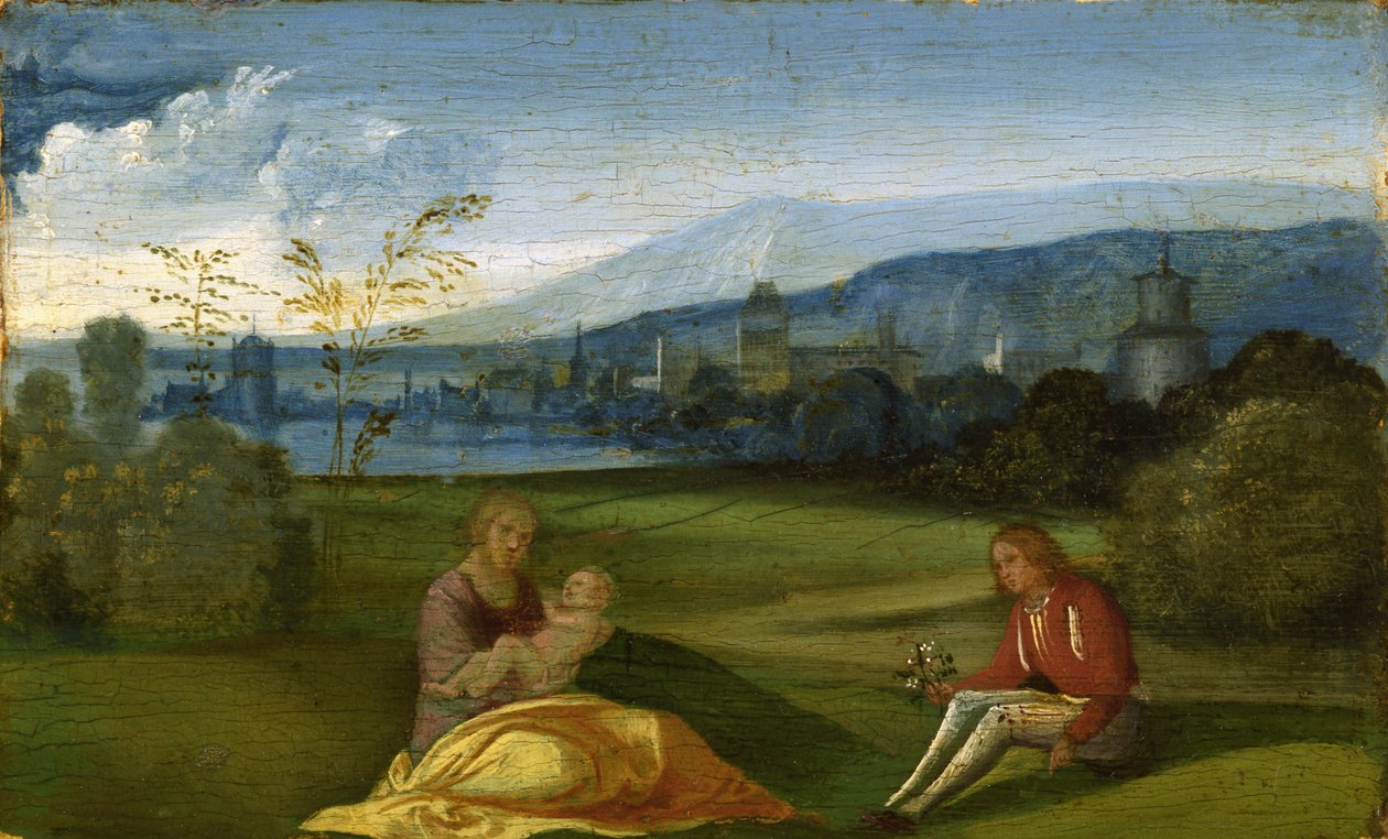 Idyllisk pastoralt landskap, slutten av 1400-tallet av Giorgione da Castelfranco