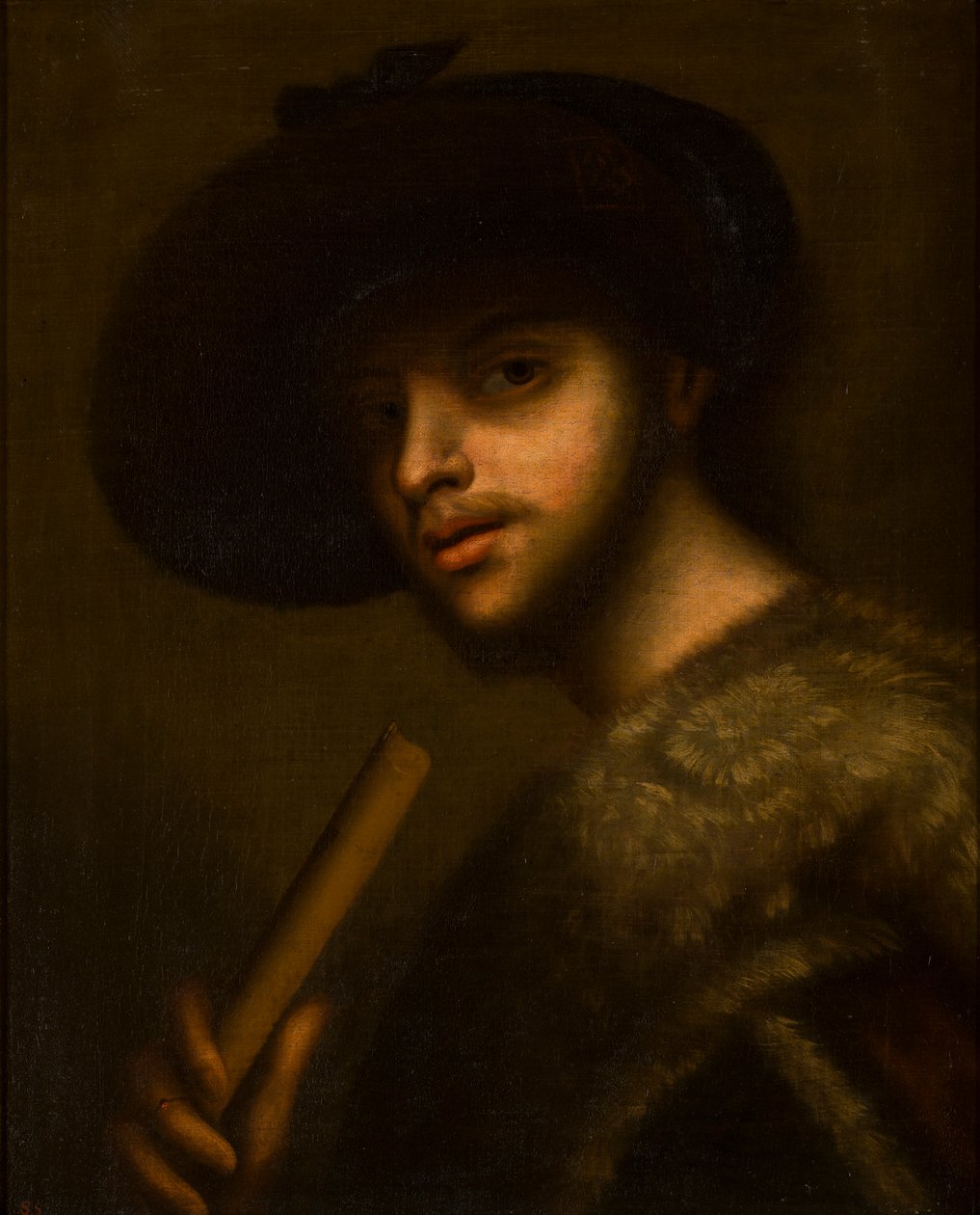Portrett av en mann med pipe eller fløyte, ca. 1497-1510 (olje på lerret) av Giorgione