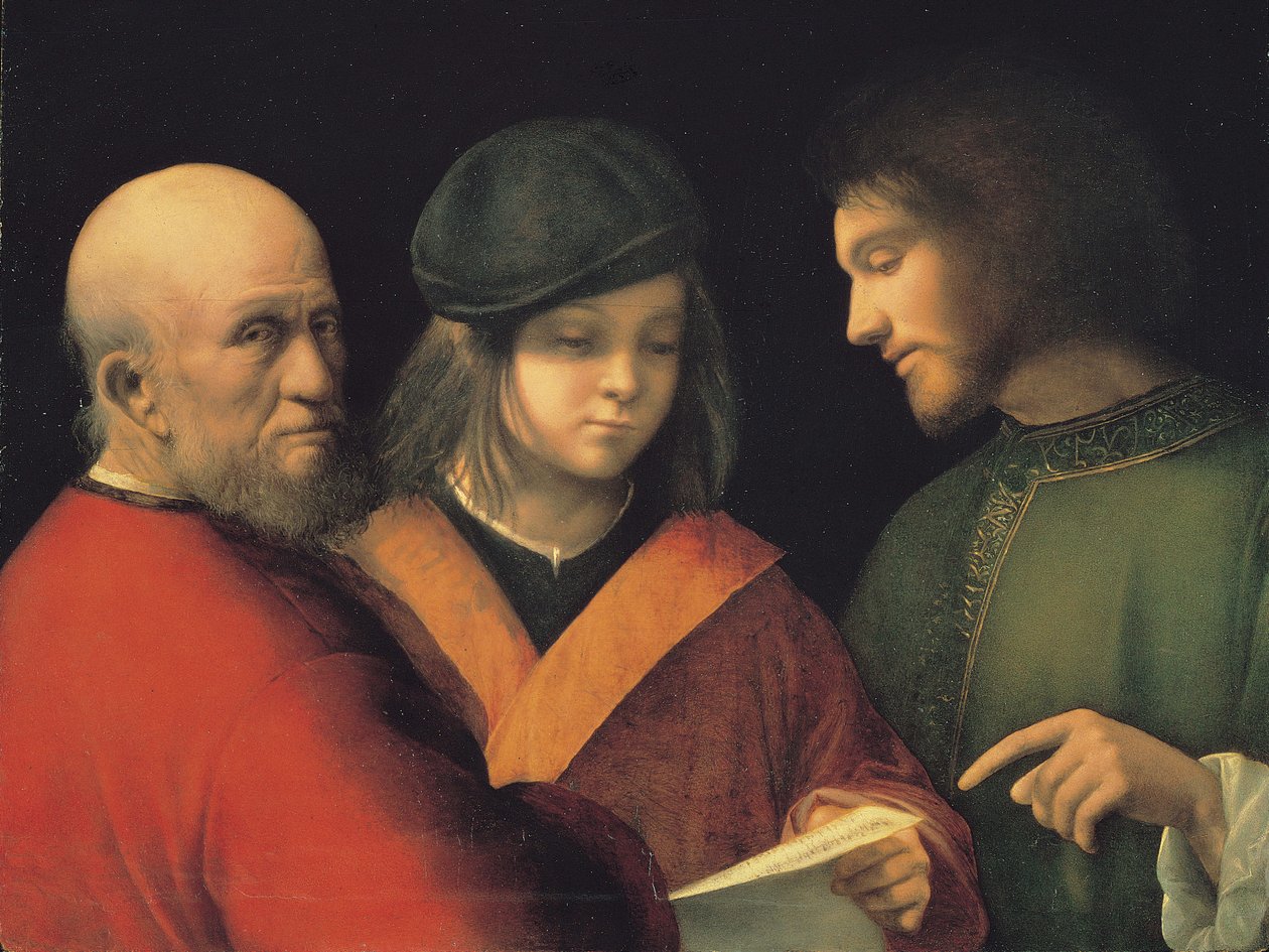 Menneskets tre tidsaldre som leser en sang, ca. 1501 av Giorgione da Castelfranco