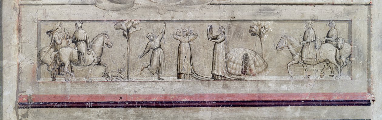Allegory of Justice, detalj av frisen, ca. 1305 freskodetalj av 102748 av Giotto di Bondone
