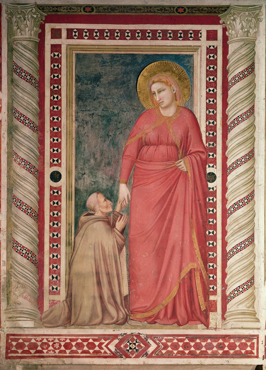 Biskop Pontano kneler foran St. Maria Magdalena, Magdalena-kapellet, ca. 1320 av Giotto di Bondone