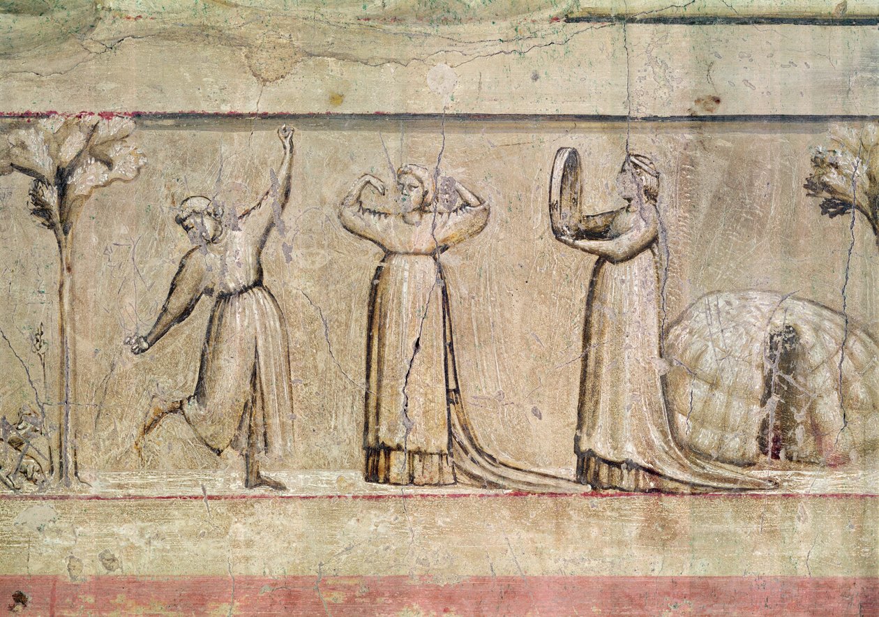 Rettferdighet, detalj om danserne, 1303-05 (se også 102748) av Giotto di Bondone