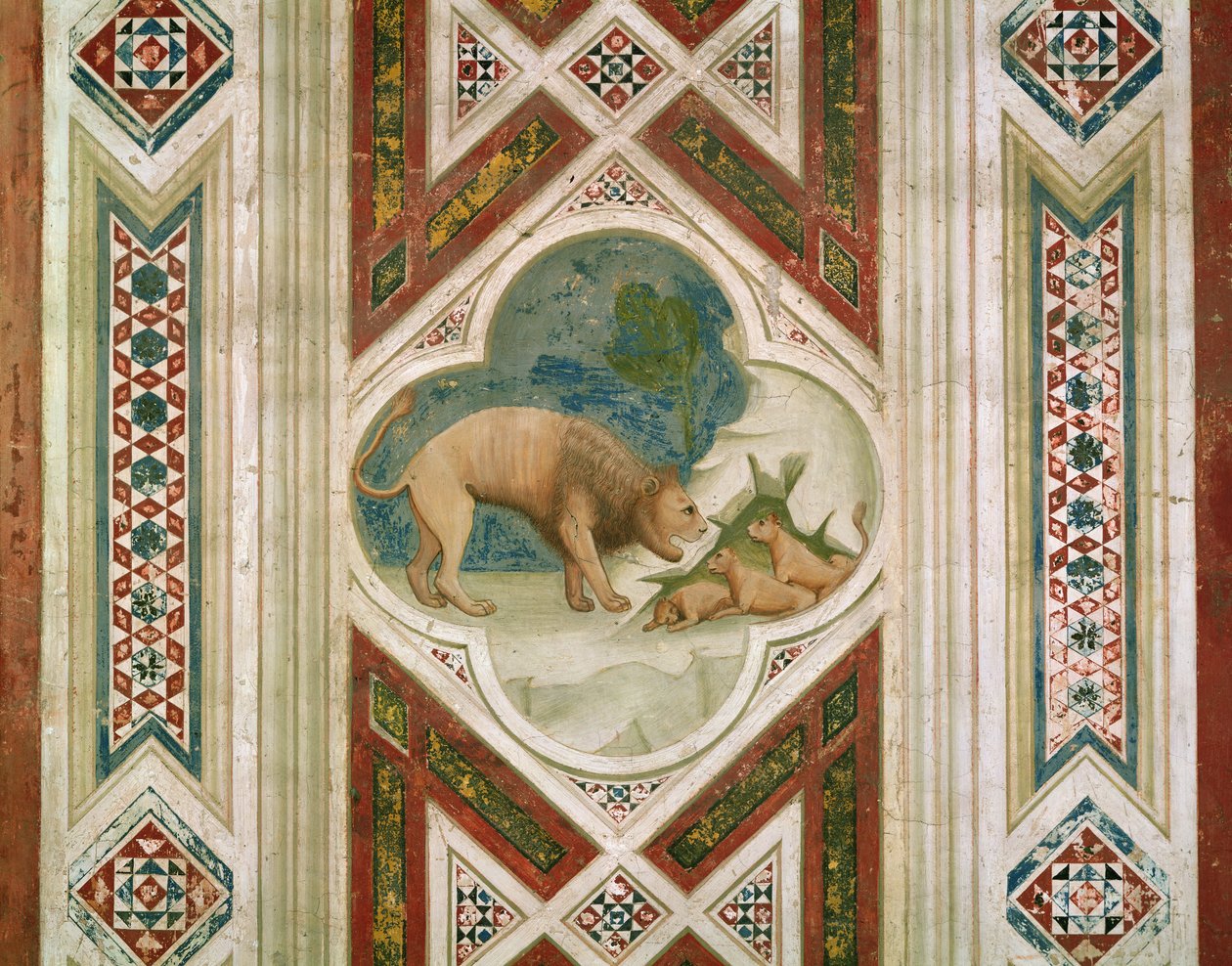 Løve med sine unger, ca. 1305 av Giotto di Bondone
