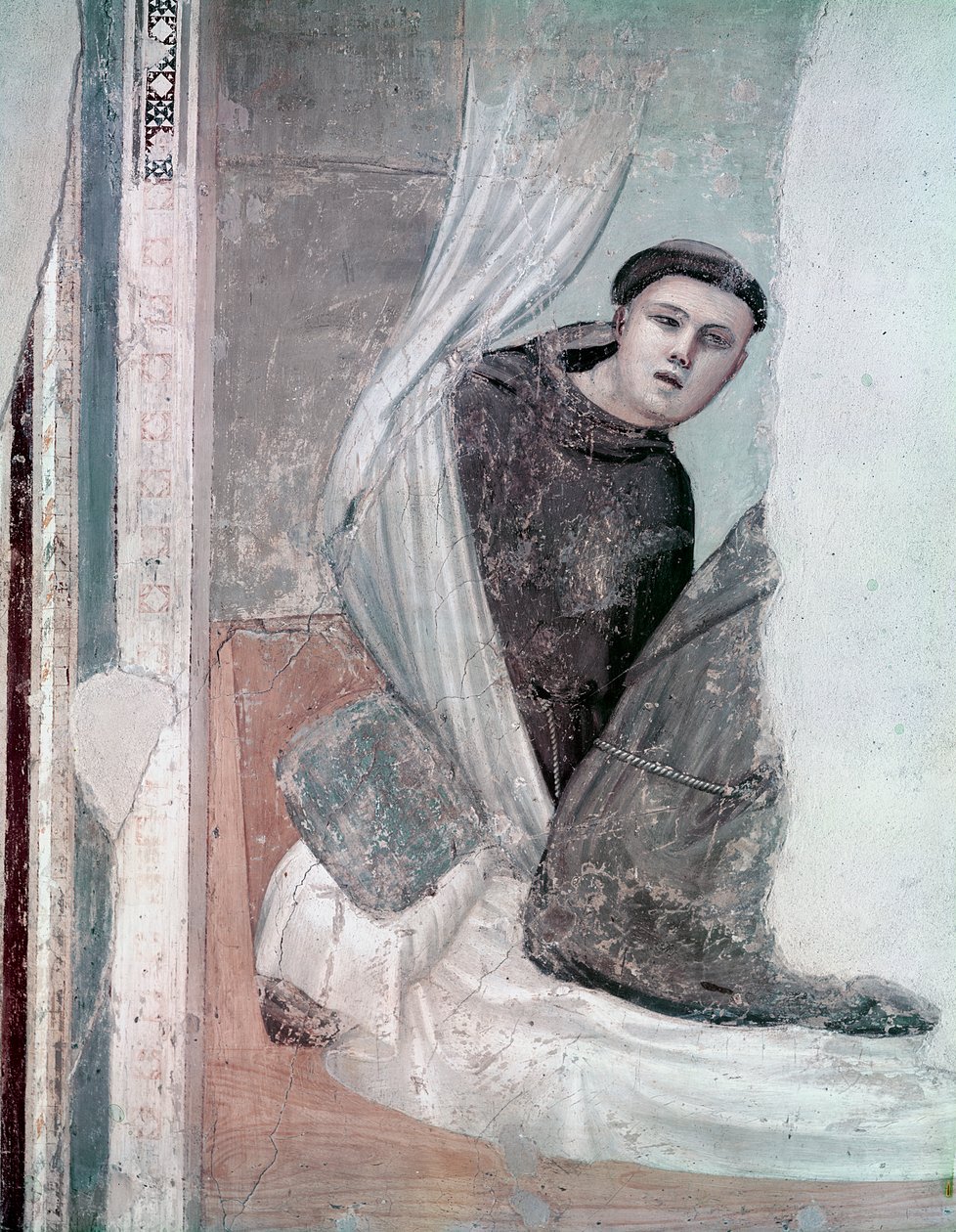 Munk, detalj fra Life of St. Francis syklus, Bardi Chapel, ca.1340 av Giotto di Bondone