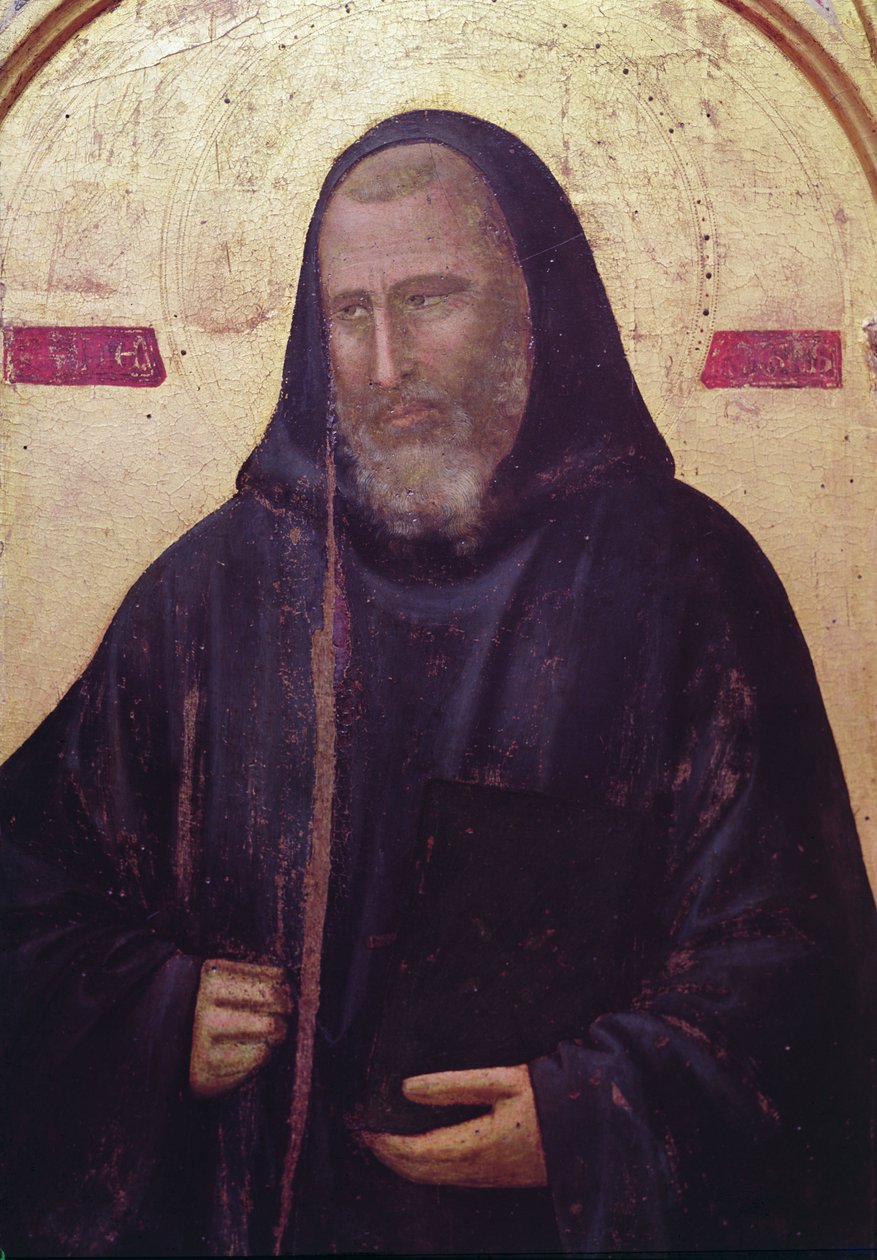 St. Benedict, panel lengst til høyre på Badia-altertavlen, ca. 1301 (tempera på panel) (detalj av 50341) av Giotto di Bondone
