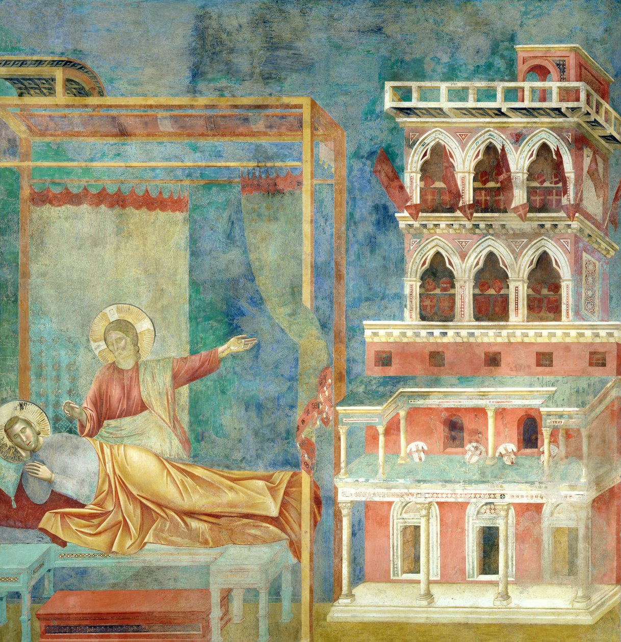 St. Francis drømmer om et palass fullt av våpen, 1297-99 av Giotto di Bondone
