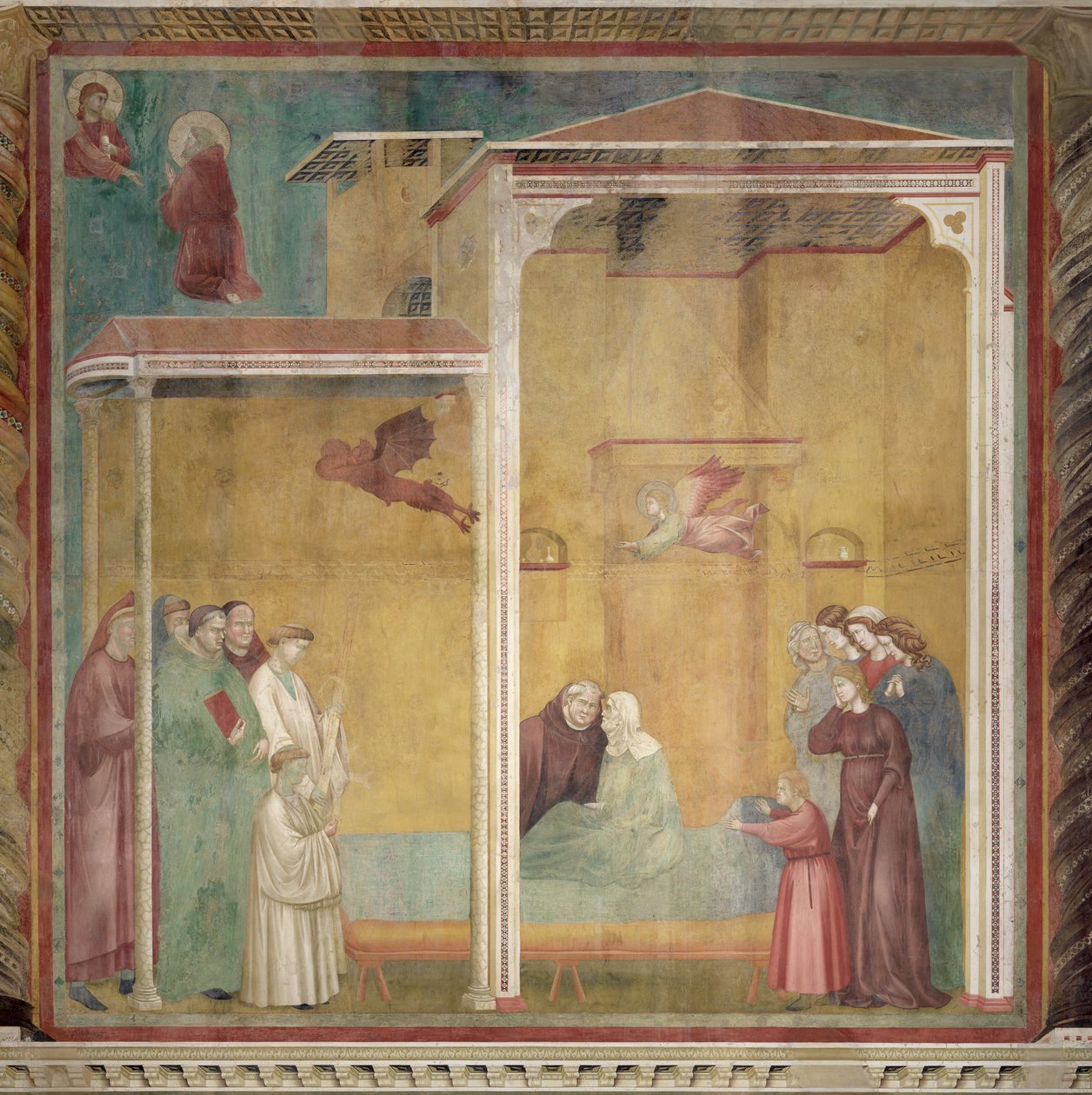 St. Francis gjenoppliver den uforsonede kvinnen for å lette hennes bekjennelse, 1297-99 av Giotto di Bondone