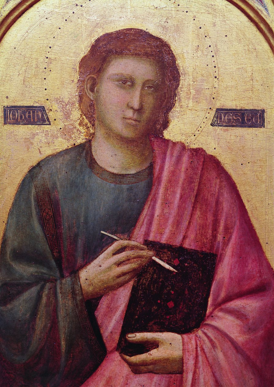 St. Johannes evangelisten, venstre panel av Badia-altertavlen, ca. 1301 (tempera på panel) (detalj av 50341) av Giotto di Bondone