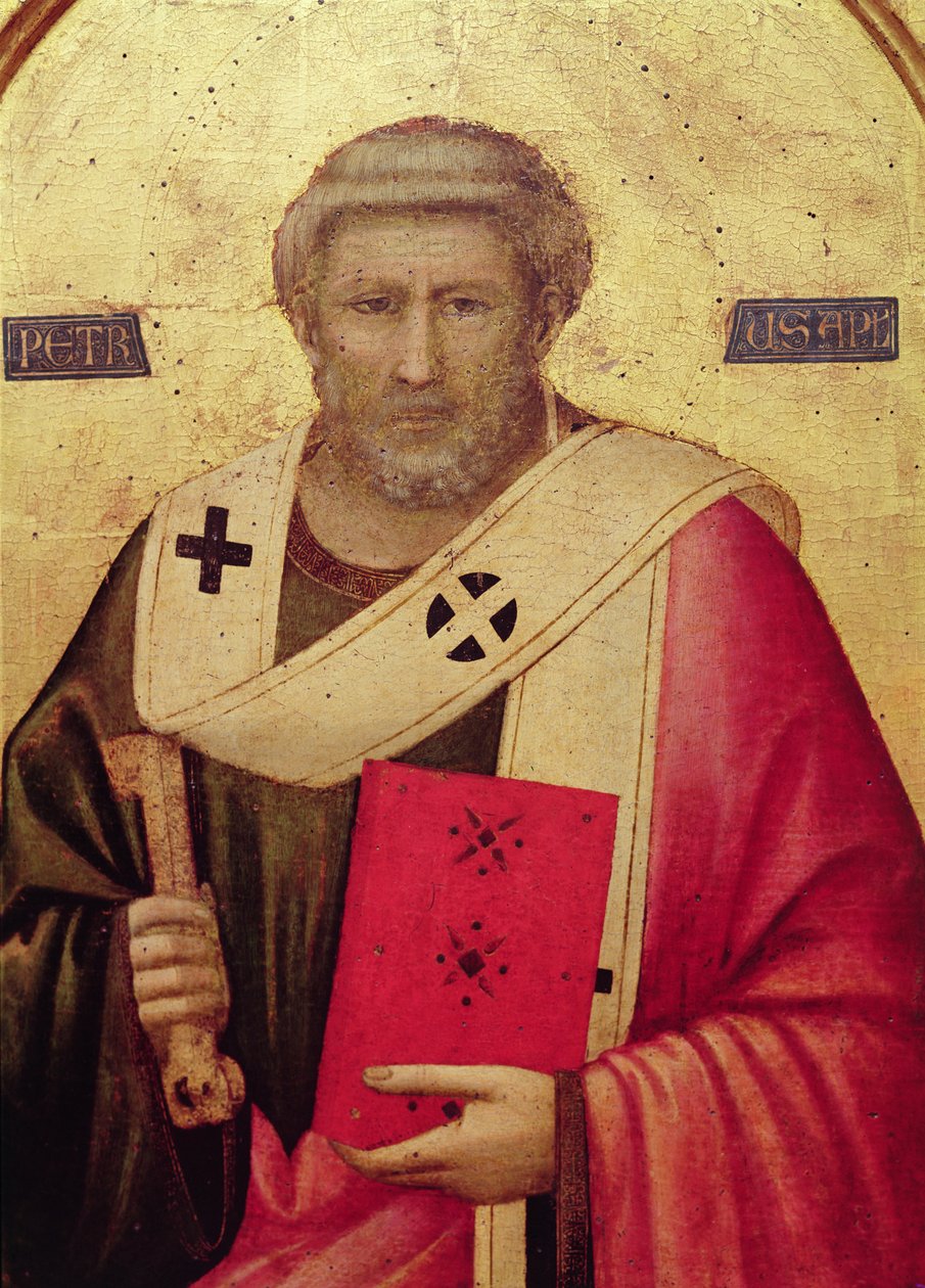 St. Peter, høyre panel av Badia-altertavlen, ca. 1301 (tempera på panel) (detalj av 50341) av Giotto di Bondone