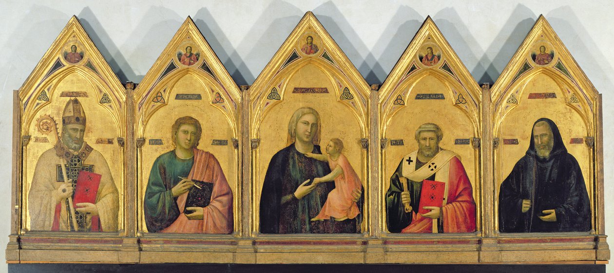 Badia-altertavlen med Madonna og hellige, ca. 1301 (tempera på panel) av Giotto di Bondone