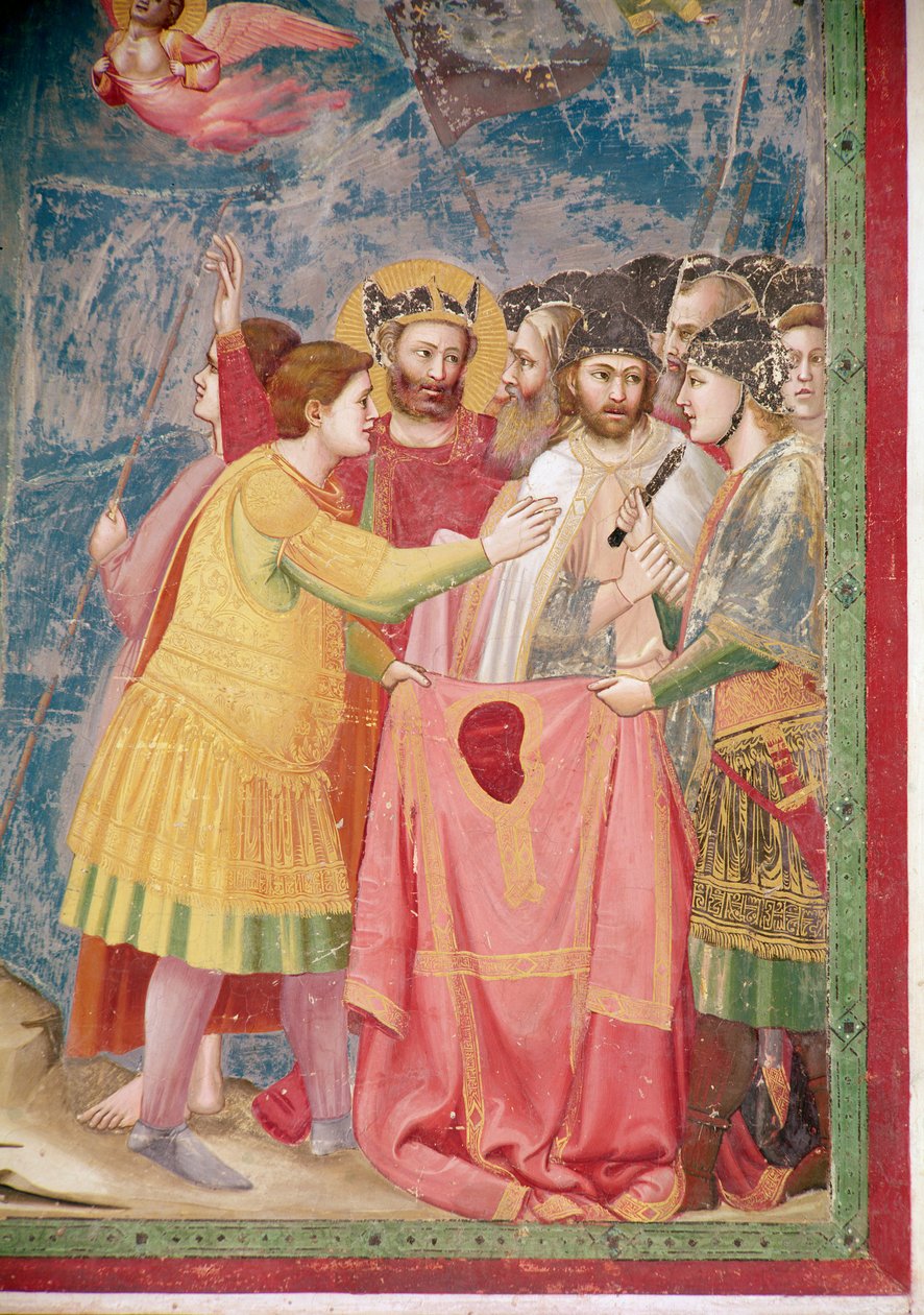 Korsfestelsen, detalj av soldater som holder Kristi tunika, ca. 1303-05 av Giotto di Bondone