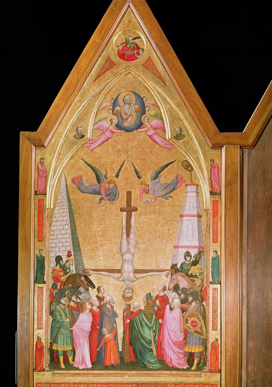 The Crucifixion of St. Peter, venstre panel fra Stefaneschi Triptych, ca. 1320 (tempera på panel) av Giotto di Bondone