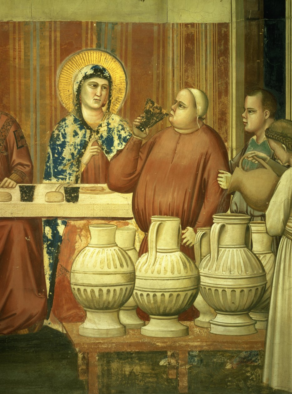 The Marriage at Cana, detalj av vinsmakerne, ca. 1305 freskomaleri av 102736 av Giotto di Bondone
