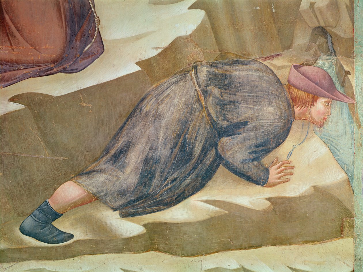 Vårens mirakel, detalj om en mann som drikker, 1297-99 (detalj av 62296) av Giotto di Bondone