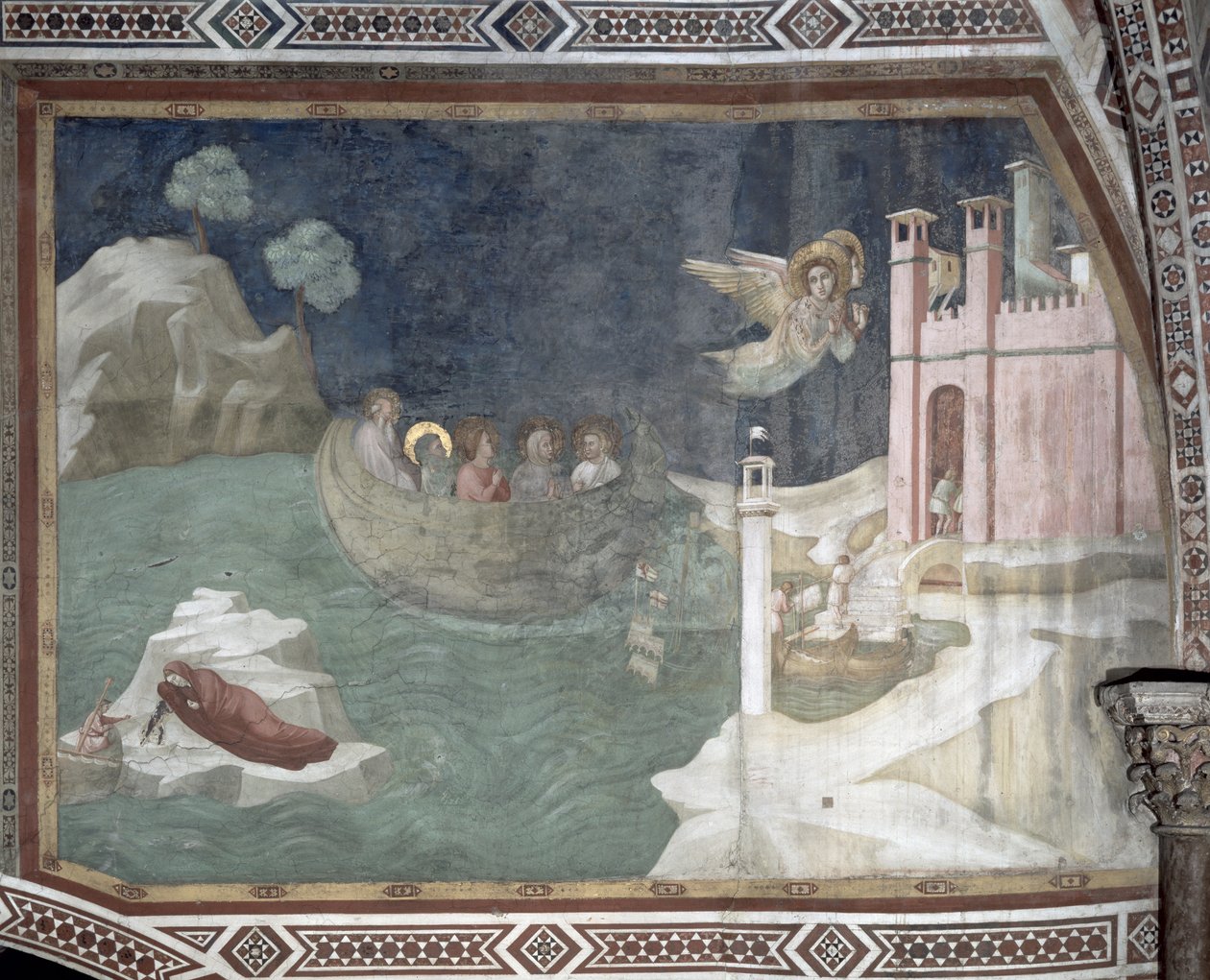 Lazarus og hans søstres mirakuløse ankomst i Marseille, 1320 av Giotto di Bondone