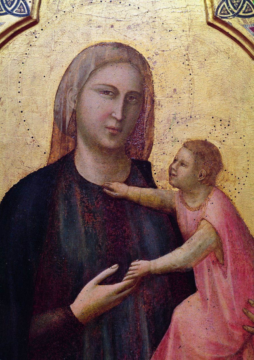 Jomfru og barn, midtpanel på Badia-altertavlen, ca. 1301 (tempera på panel) (detalj av 50341) av Giotto di Bondone