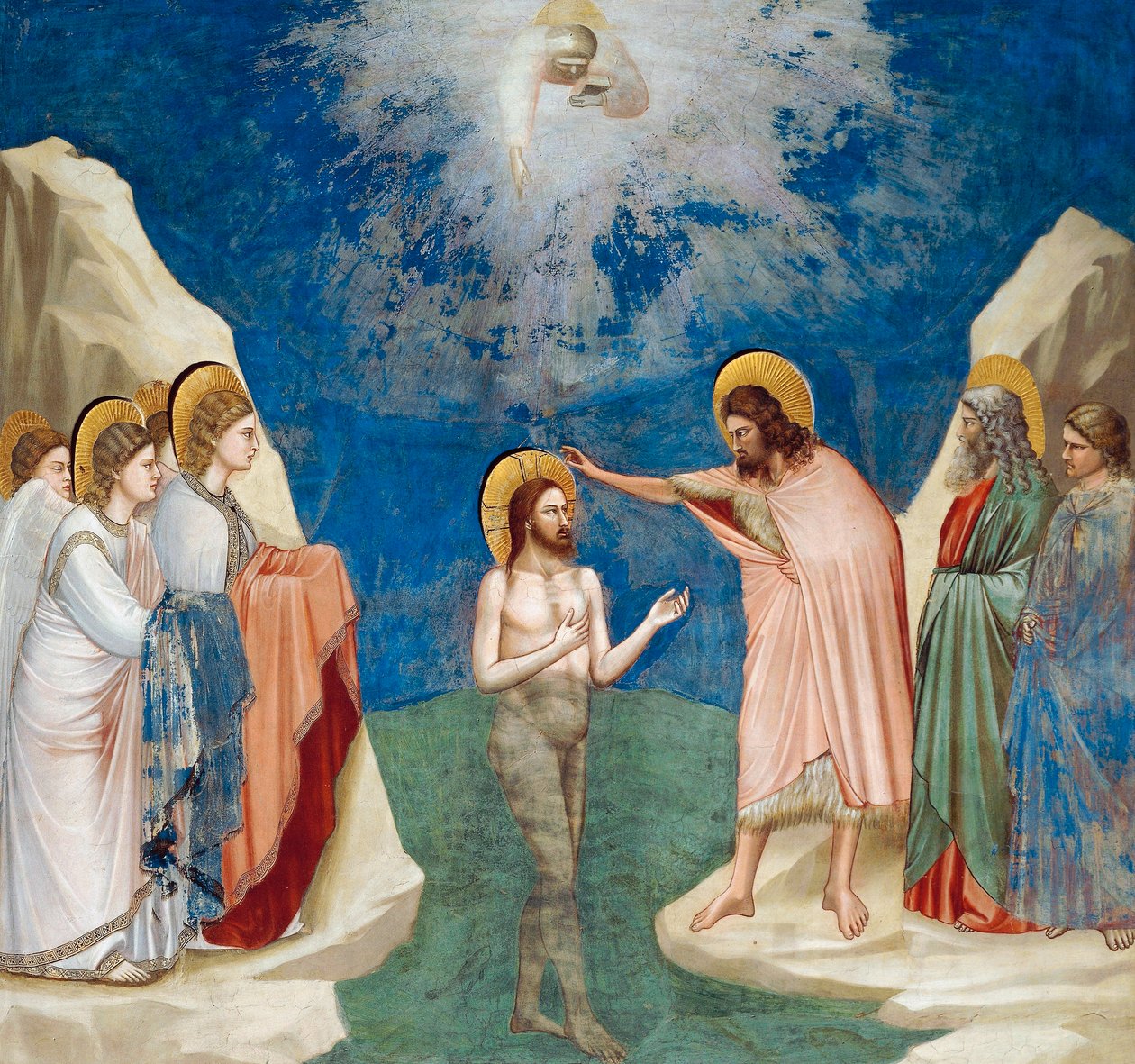 Kristi dåp, detalj fra Kristi liv og lidenskap, av Giotto av Giotto (c.1266 1337)