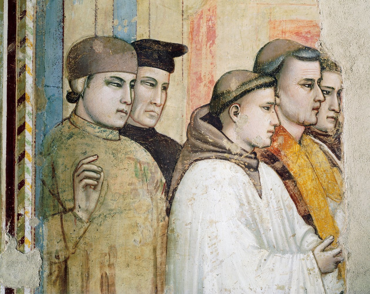 Italia, Firenze, Basilica of Holy Cross, Bardi Chapel, Death of St Francis av Giotto (c.1266 1337)