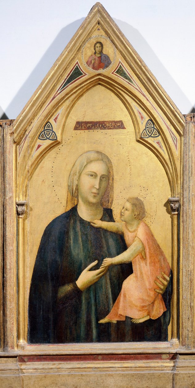 Madonna og barn, detalj fra Badia Polyptych, ca 1300, av Giotto (1267-1337), tempera på panel, 91x334 cm av Giotto (c.1266 1337)