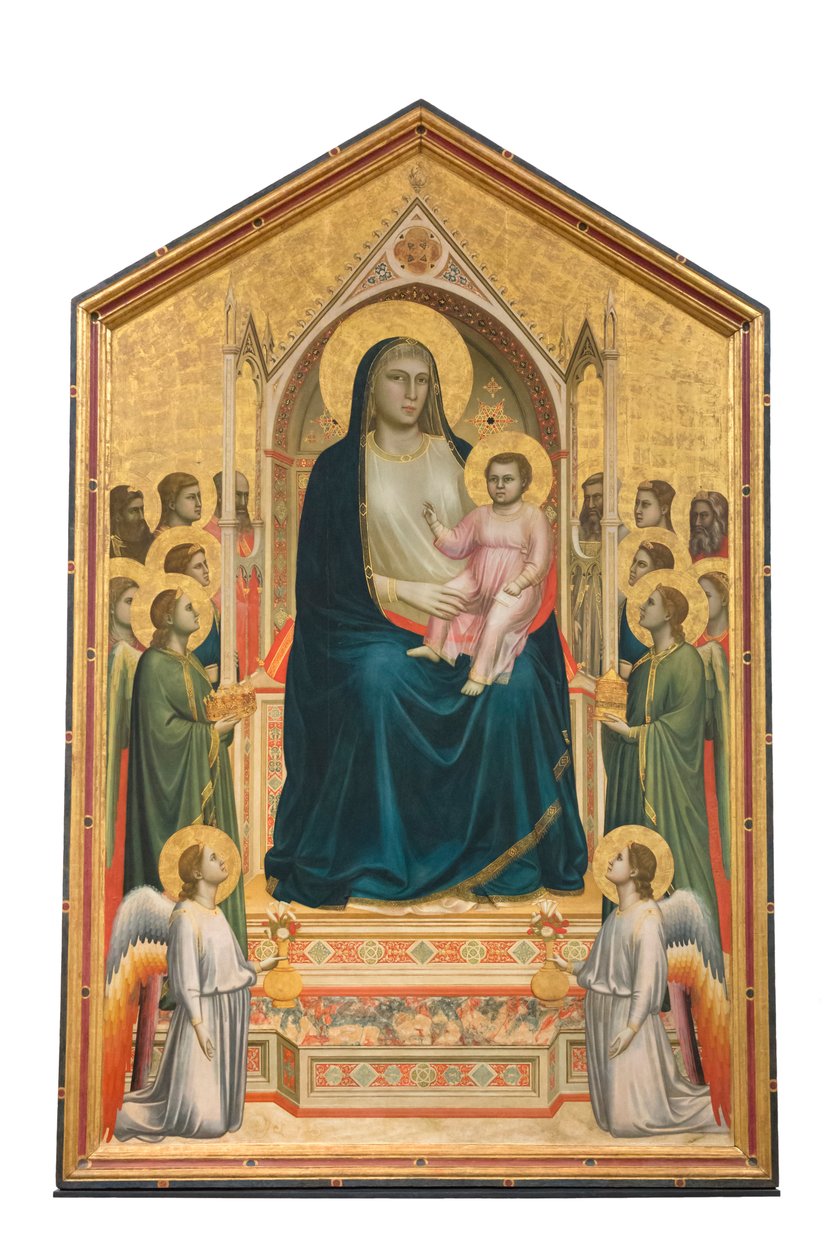 Madonna og barn tronet med engler og helgener, "ognissanti maesta