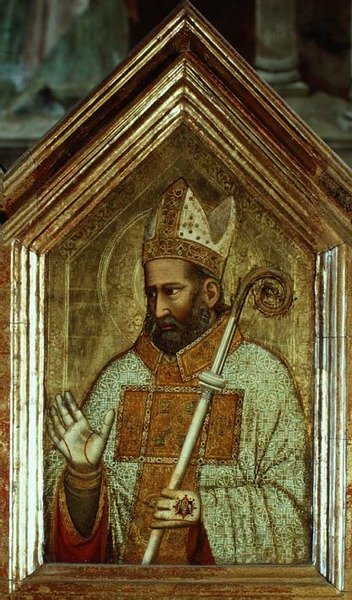 Helgen fra St. Reparata Polyptych (midt høyre panel) (detalj av 66557, se også 66556-66568) av Giotto (c.1266 1337)