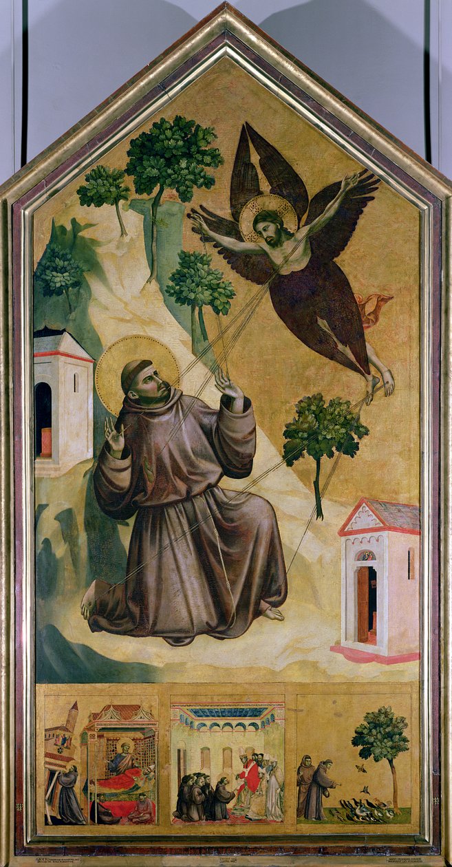 St. Francis mottar Stigmata, ca. 1295-1300 (tempera på panel) av Giotto (c.1266 1337)