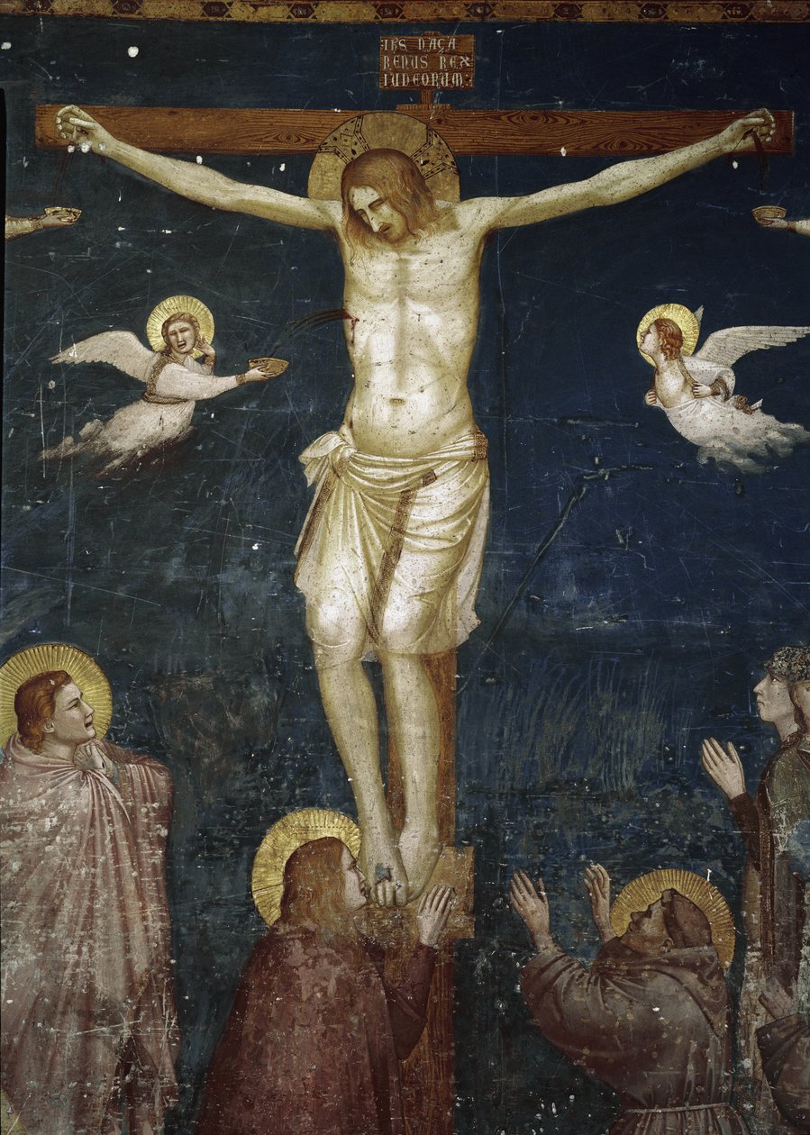 Kristus korsfester, detalj av korsfestelsen med fem fransiskanere - Fresco av Giotto (c.1266 1337)