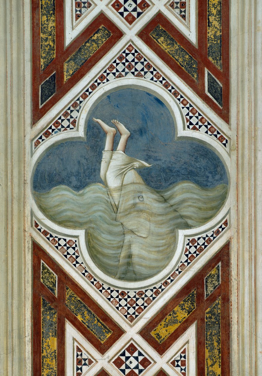 Jonah svelget av hval, Detalj fra Life and Passion of Christ, av Giotto av Giotto (c.1266 1337)