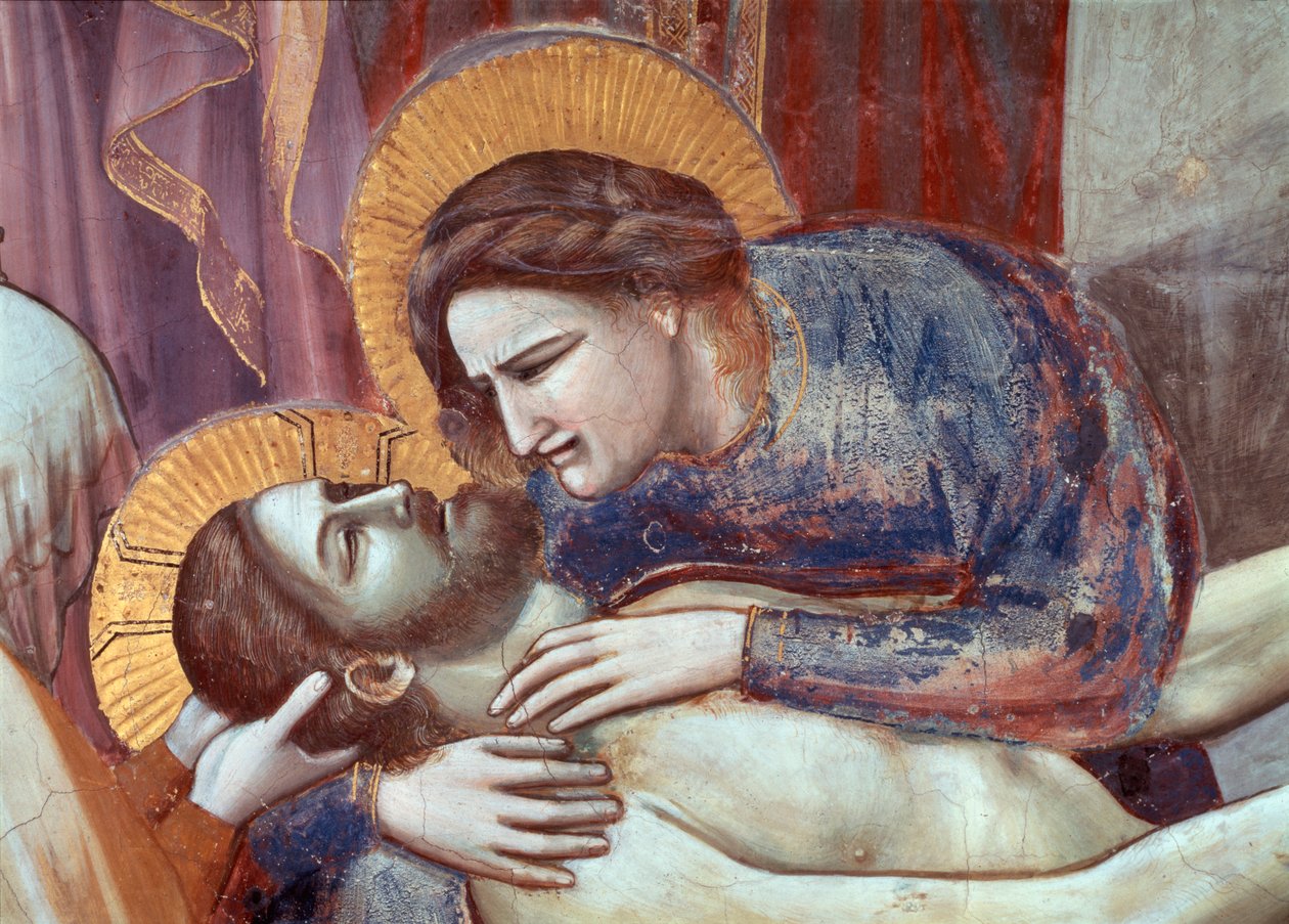 Kristi klagesang, detalj av jomfruen (Fresco av Giotto (c.1266 1337)