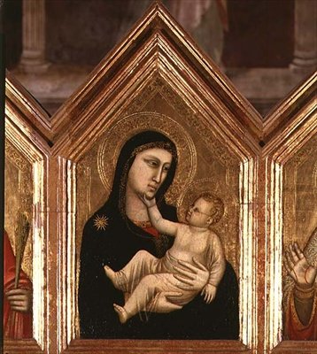 Madonna og barn, fra St. Reparata Polyptych (tempera på panel) (se også 66557-66568) av Giotto (c.1266 1337)