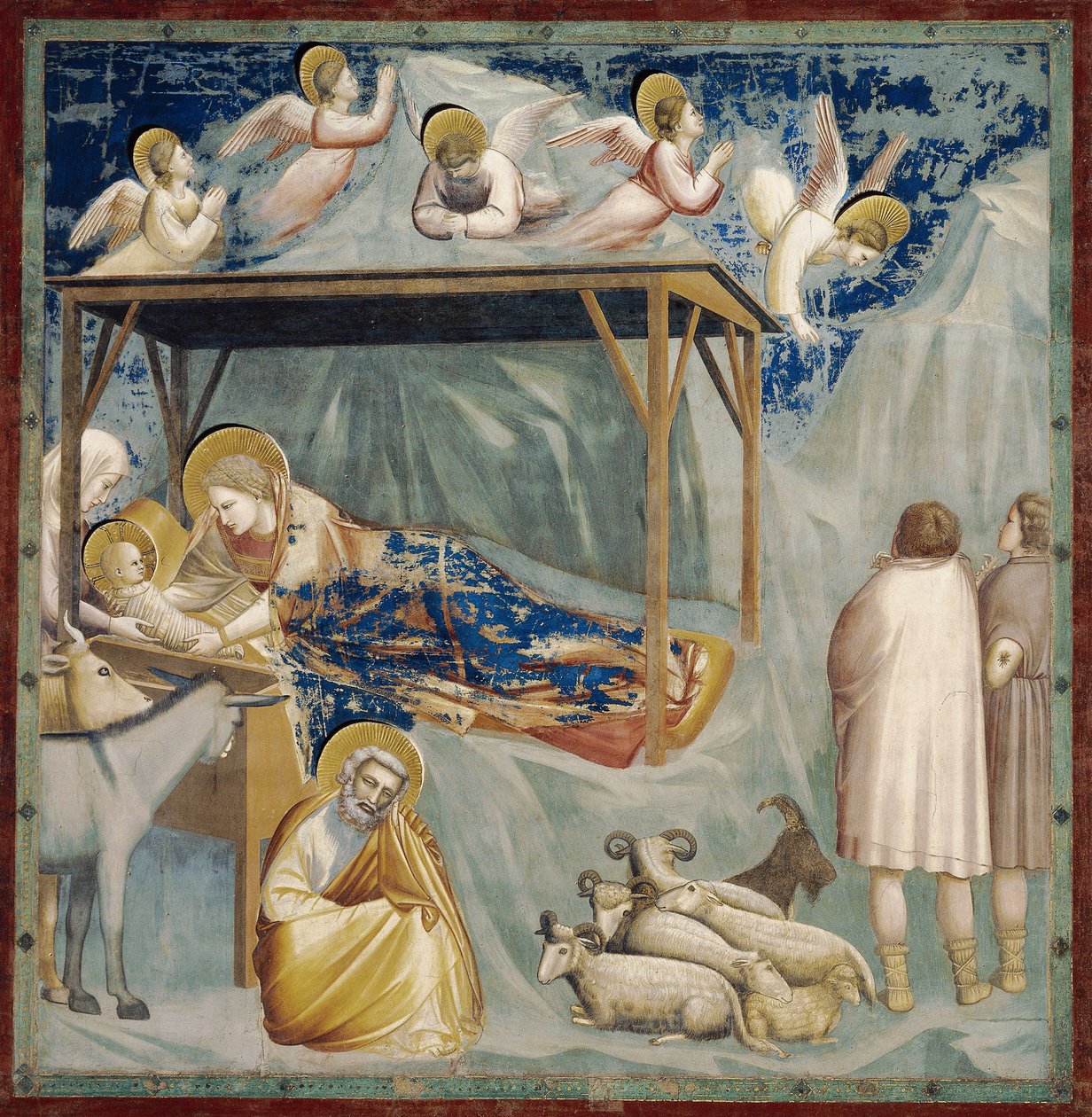 Nativity, av Giotto (1267-1337), detalj fra syklusen av fresker Life and Passion of Christ av Giotto (c.1266 1337)