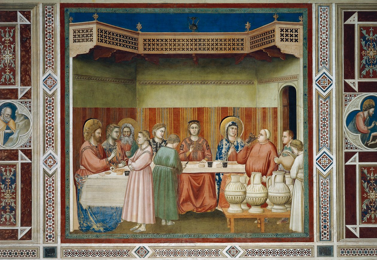 Bryllupet i Kana, detalj fra Kristi liv og lidenskap, av Giotto av Giotto (c.1266 1337)