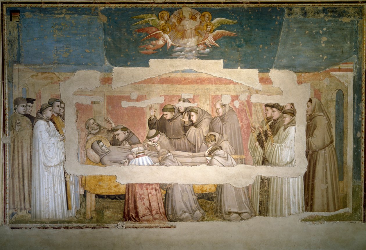 Begravelsen til Saint Francois av Assisi. Stigma verifisering. Maleri av Giotto di Bondone (1267? 1337) av Giotto (c.1266 1337)